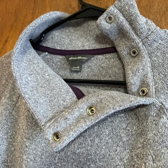 Women’s Eddie Bauer Three Snap on Button Mock Neck Sweater - Picture 3 of 7